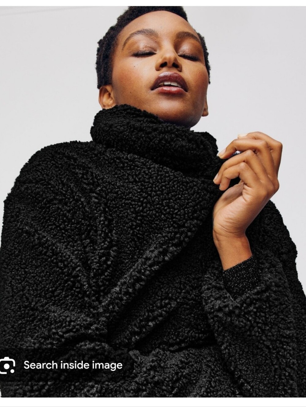 JUICY COUTURE black Label Y2K Cozy Black Sherpa Turtleneck Sweater Teddy Women